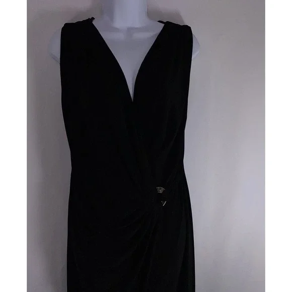 Jones Studio Faux Wrap Dress size 10 Side Ruching - Picture 2 of 9